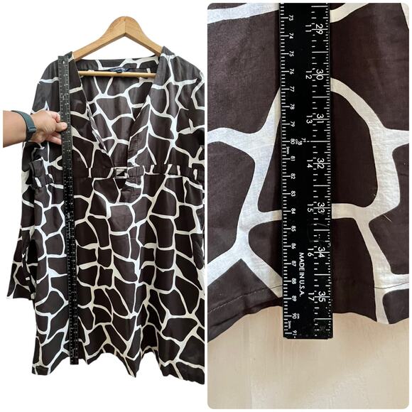 Lands End Flaw Giraffe Print V Neck Buckle Detail Swim Coverup Plus Size 18-20 - Picture 8 of 10